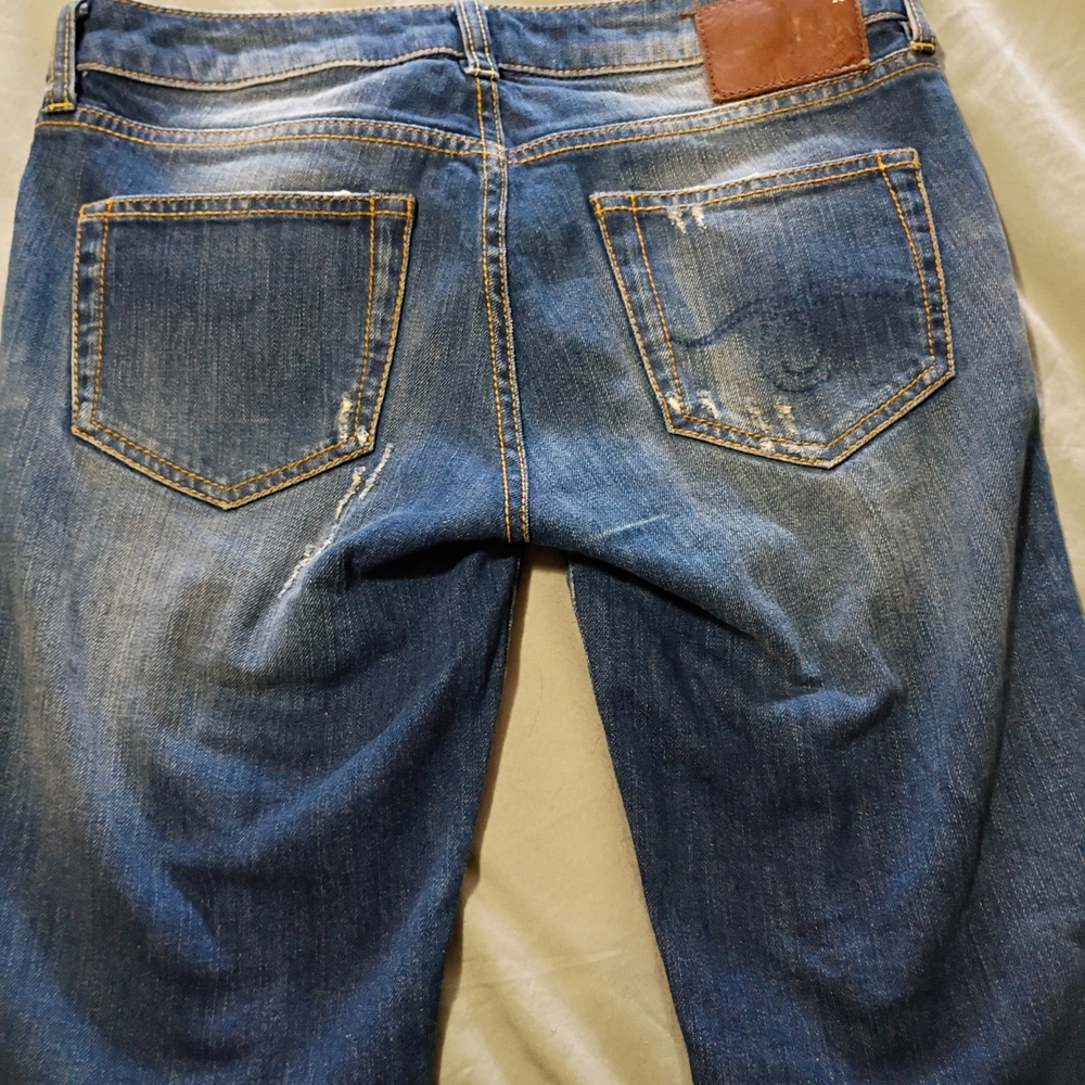 R13 Distressed Skinny Jeans in Medium Blue Wash - Picture 6 of 8